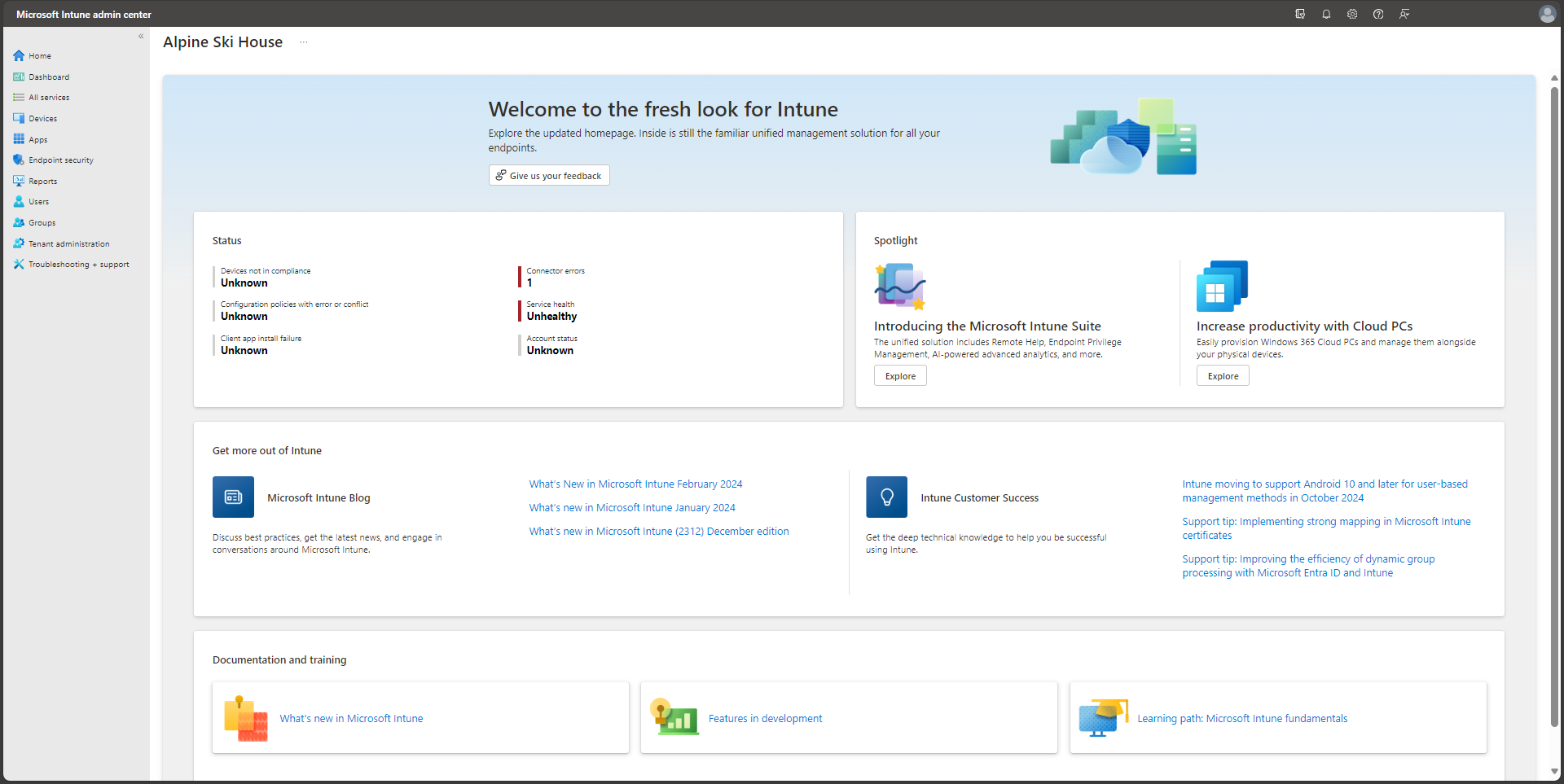 Microsoft Intune Console